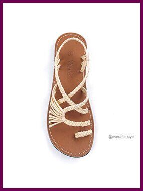 Handmade Woven Nylon Strap Flat Sandals Beach Vacation Women